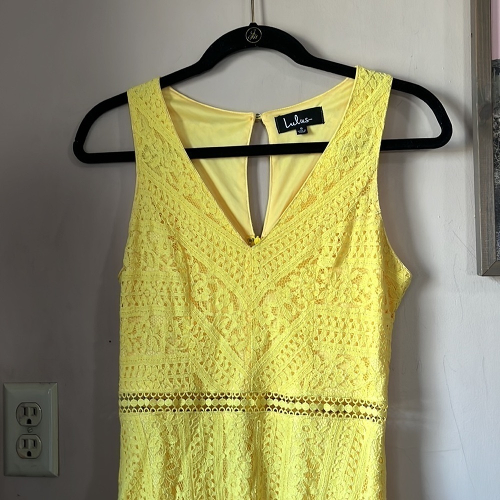 Lulu's Ivory Crochet V-Neck Mini Dress - Picture 4 of 9